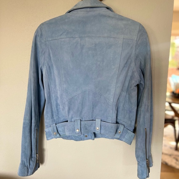 BlankNYC Genuine Suede Moto Jacket - Size Medium - Light Blue - Picture 6 of 17